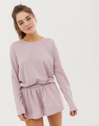 Asos Design Mix & Match Marl Long Sleeve Pyjama Jersey T-shirt - Pink