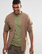 Asos Longline Lambswool Rich Cardigan - Taupe