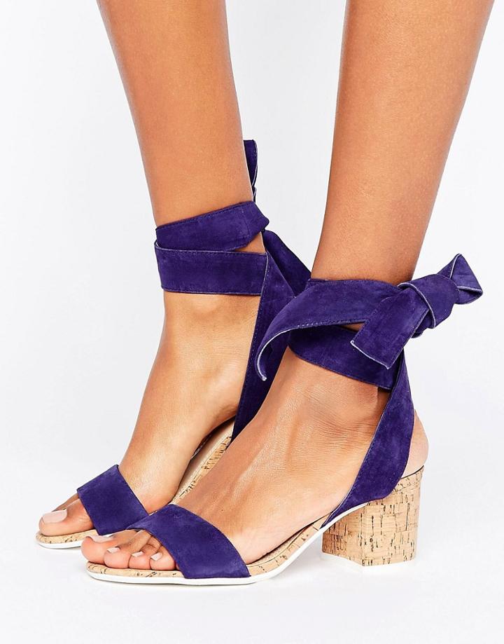 Dune Jonee Suede Wraparound Block Heel Sandals - Navy