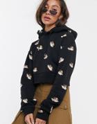 Fiorucci All Over Angel Print Cropped Hoodie-black