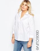 Asos Curve 3/4 Sleeve White Shirt - White