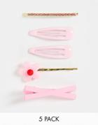 Madein 5 Pack Mixed Hair Clips In Pink
