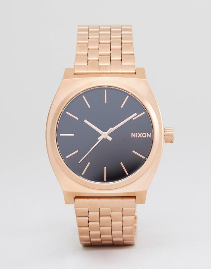 Nixon Time Teller Bracelet Watch In Rose Gold - Gold