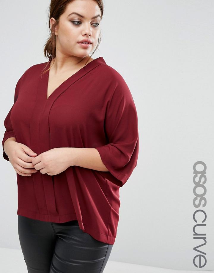 Asos Curve Drape V Neck Top - Purple
