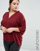 Asos Curve Drape V Neck Top - Purple