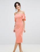 Club L Pencil Midi Dress With Sleeve Detail - Pink