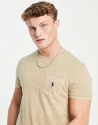 Polo Ralph Lauren Player Logo Pocket Slub T-shirt In Khaki Beige-neutral