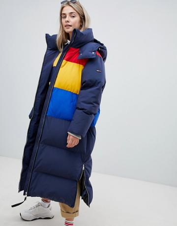 Tommy Jeans Color Block Oversize Padded Coat - Multi