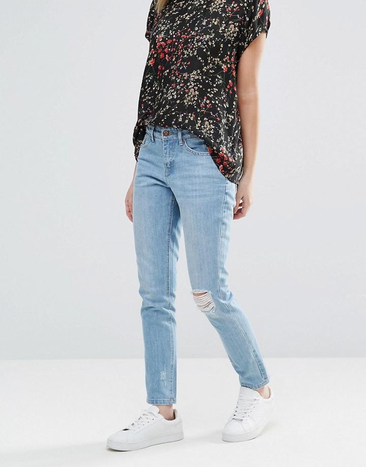 Blend She Lola Rigid Ripped Knee Jeans - Blue