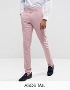 Asos Tall Wedding Skinny Suit Pants In Dusky Pink - Pink
