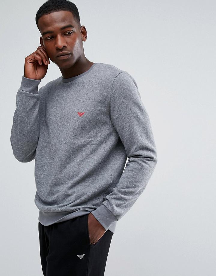 Emporio Armani Crew Sweater With Contrast Logo In Gray - Gray