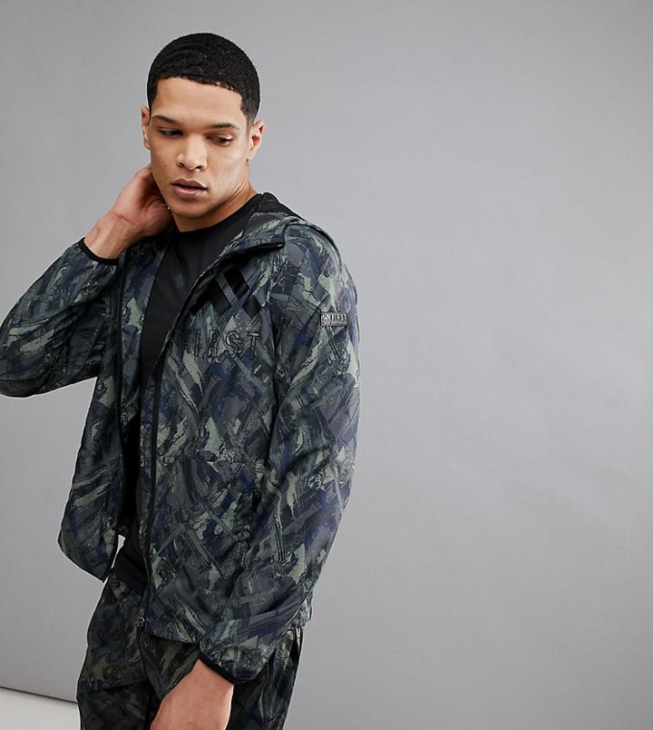 First Running Windbreaker Jacket In Camo - Green
