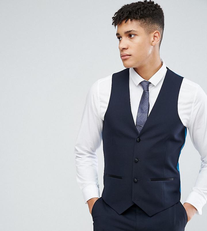 Harry Brown Tall Plain Stretch Slim Suit Vest - Navy