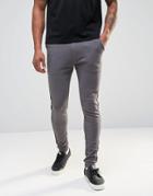 Asos Super Skinny Joggers With Stripe In Charcoal - Charcoal