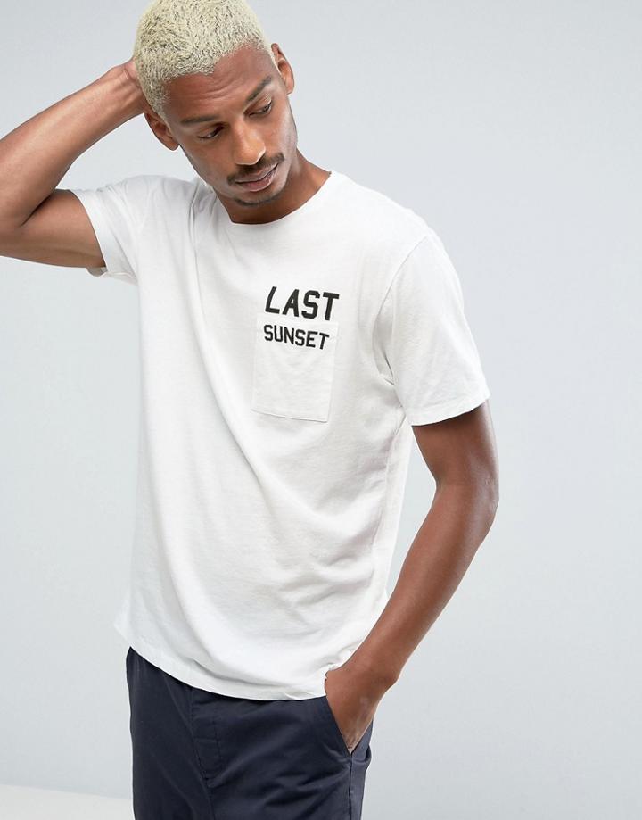 Bershka Last Sunset Pocket Detail T-shirt With Back Print In White - White