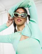 Asos Design Set Contrast Rib Cardigan In Green