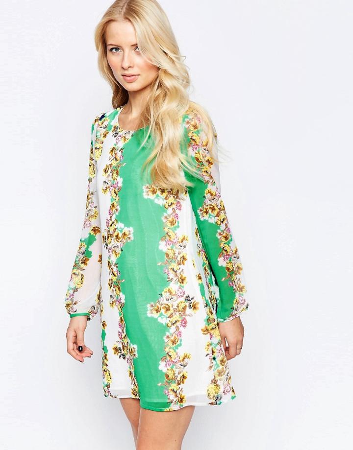 Yumi Long Sleeve Shift Dress - Multi