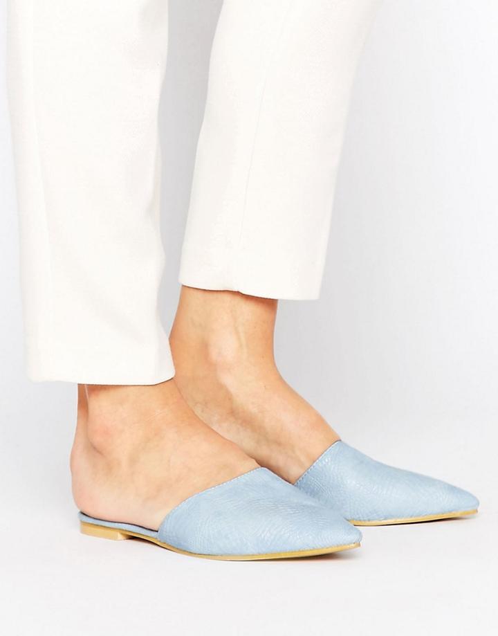 Lost Ink Textured Blue Mules - Blue