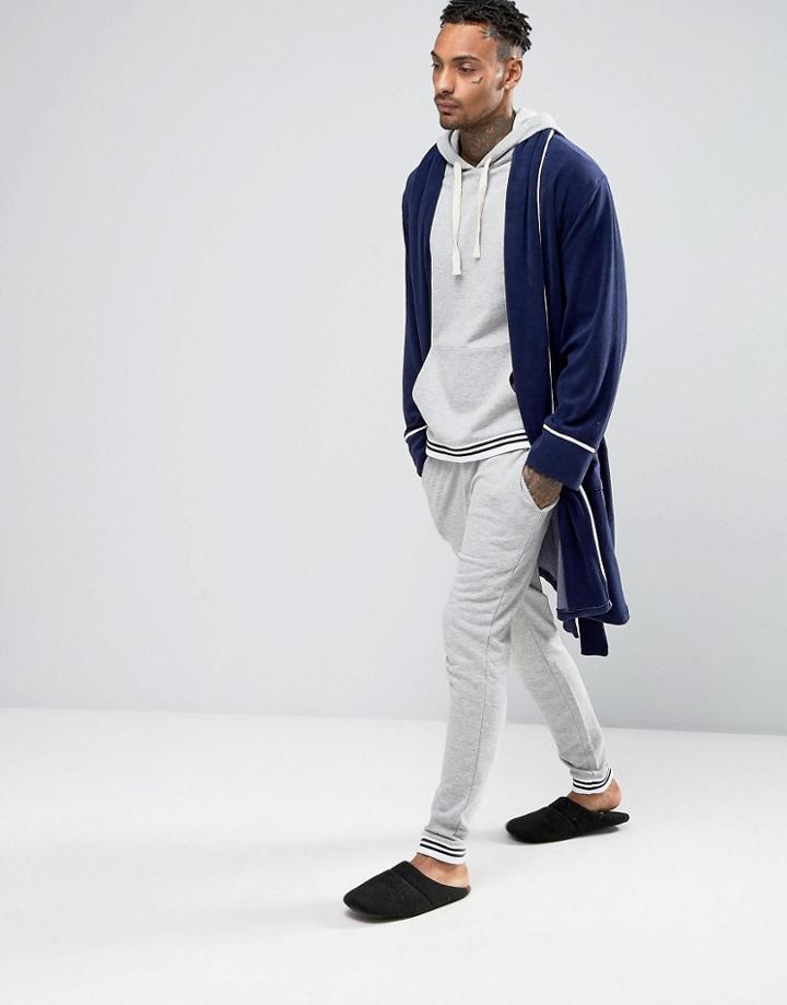 Asos Loungewear Skinny Jogger With Striped Ribs - Gray