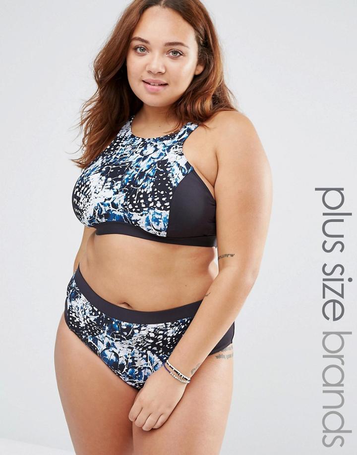 Robyn Lawley Broken Wings Halter Bikini Set With High Waist Bottoms -