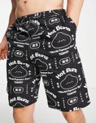Asos Design Jersey Lounge Shorts With Print-black