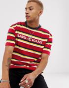 Karl Kani Retro Stripe T-shirt With Embroidered Logo In Red - Red