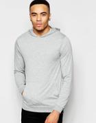 Asos Fitted Fit Hoodie In Lightweight Stretch Jersey - Gray Marl