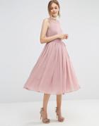 Asos Soft Midi Prom Dress - Pink