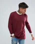 Asos Relaxed Skater Long Sleeve T-shirt With Contrast Turtleneck And Curved Hem - Multi