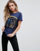 Brave Soul Northstar T Shirt With Lace Frill Overlay - Navy