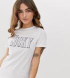 New Look Petite Slogan Tee In White - White