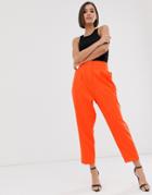Asos Design Extreme Tapered 80s Pants In Pop Orange - Orange