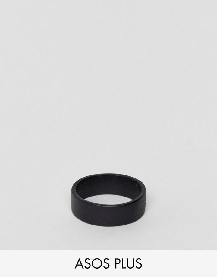 Asos Plus Ring In Matte Black Finish - Black