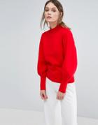 Selected Oversized Knit Sweater - Red