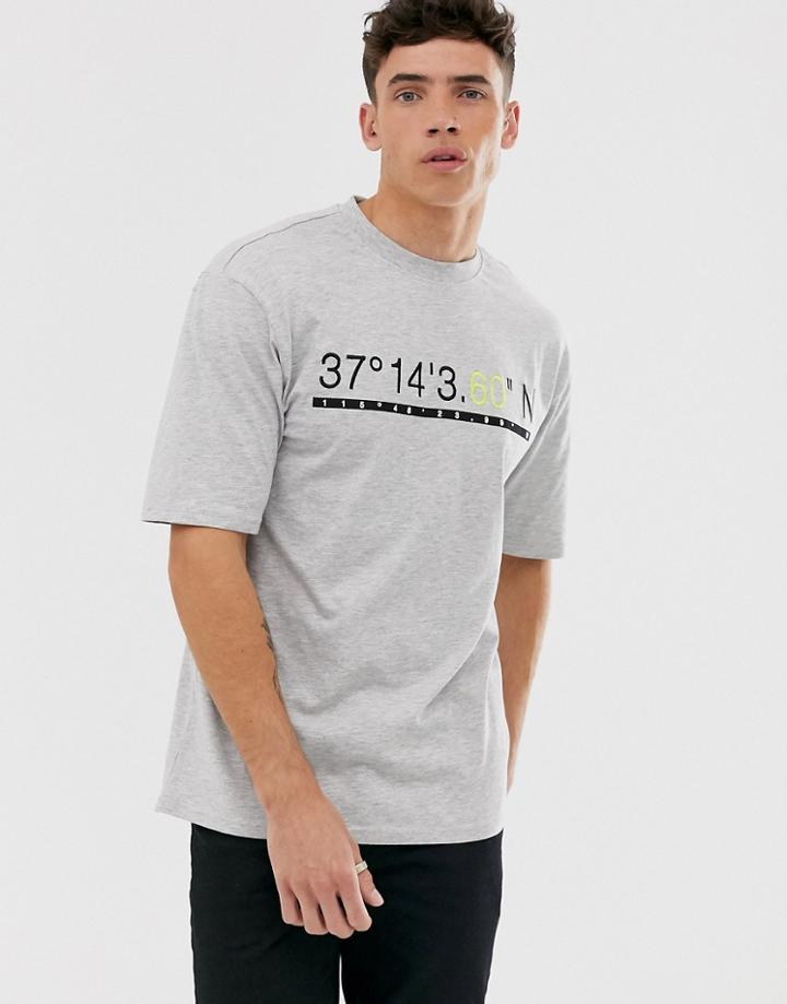 Only & Sons Oversized T-shirt In Gray Melange
