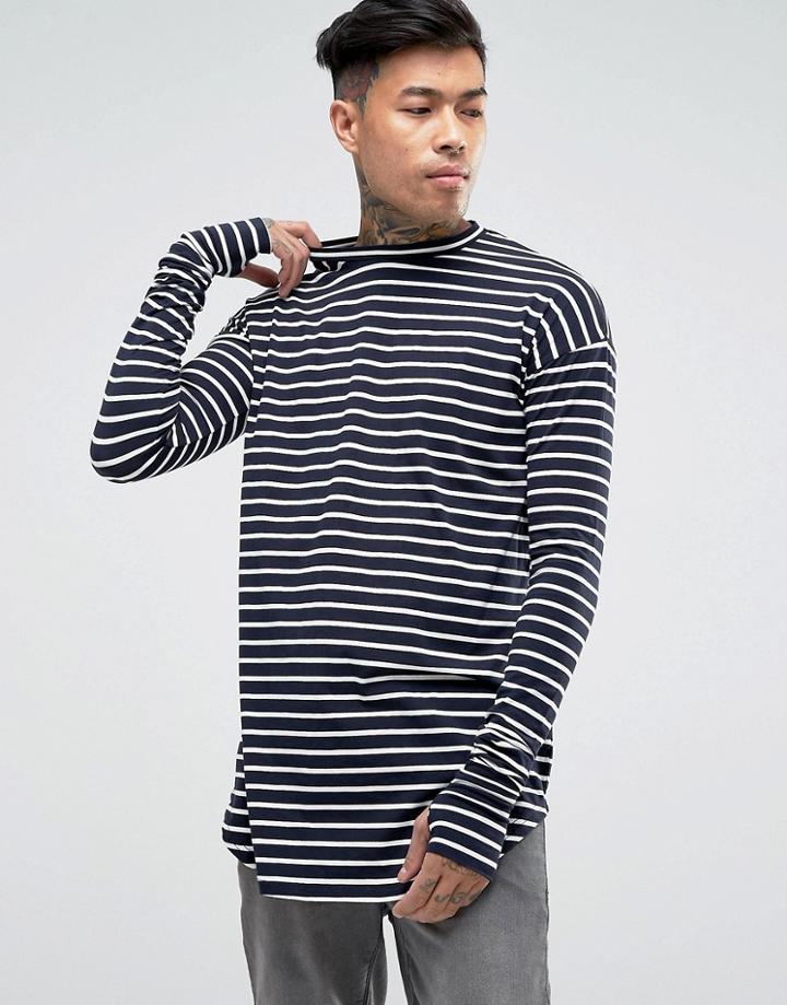 Sixth June Long Sleeve T-shirt With Navy Stripes - Navy