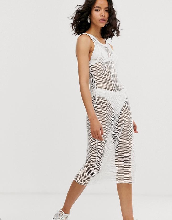 Weekday Netted Dress In White - Cream
