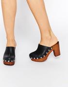 Asos Ohio Leather Clog Heels - Black