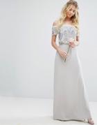 Maya Bardot Overlay Maxi Dress With Embellishment - Gray