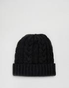 7x Cable Beanie Hat In Black - Black