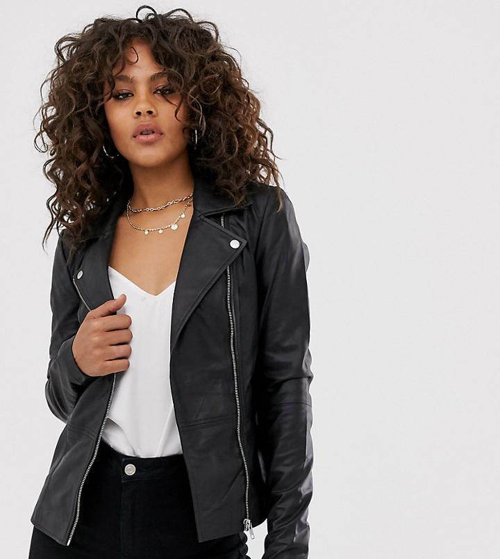 Y.a.s Tall Leather Biker Jacket-black