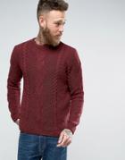 Asos Wool Mix Sweater With Cable - Red