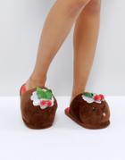 Asos Nutty Puds Holidays Pudding Slippers - Brown