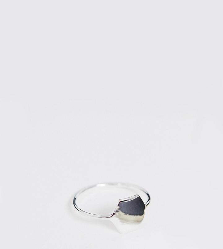 Asos Design Sterling Silver Fine Hex Pinky Ring - Silver