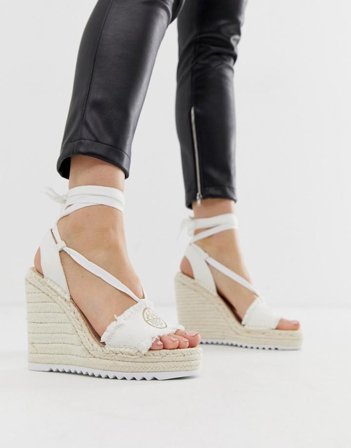 Juicy Couture Tie Ankle Espadrille Wedges - White