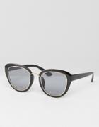 Asos Cat Eye Sunglasses With Metal Inlay And Nose Bridge - Black