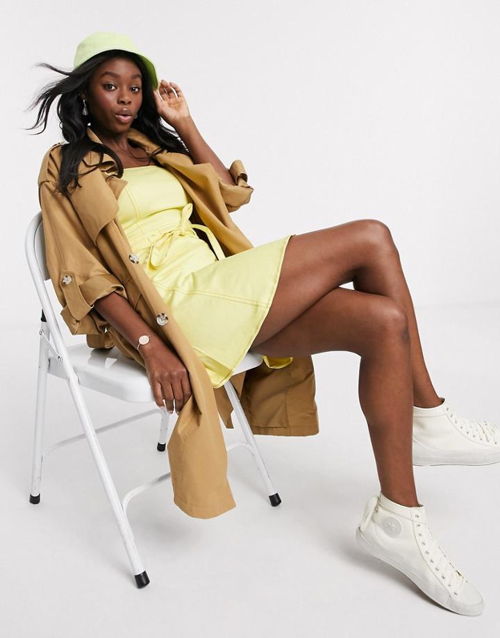 Pull & Bear Oversized Trench Coat In Camel-white