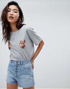 Na-kd Tiger Motif Print T-shirt In Grey - Gray