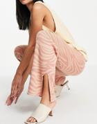 Y.a.s Knit Wide Leg Coordinating Pants In Pink Zebra Print-multi
