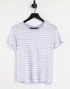 Monki Simba Organic Blend Cotton Stripe T-shirt In Lilac-purple